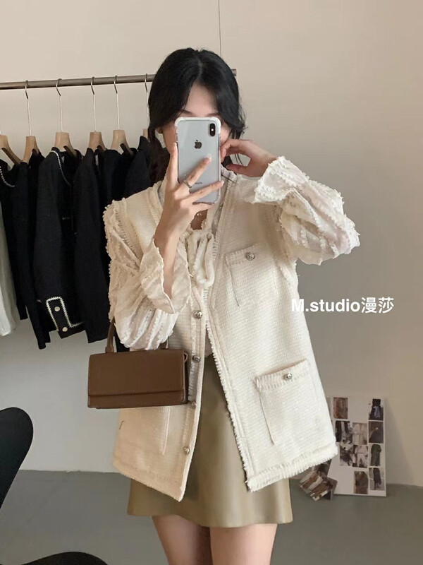 Autumn is new! [MSTUDIO Mansha] Sparkling small fragrance all-match vest (without inner wear) t321# HBX