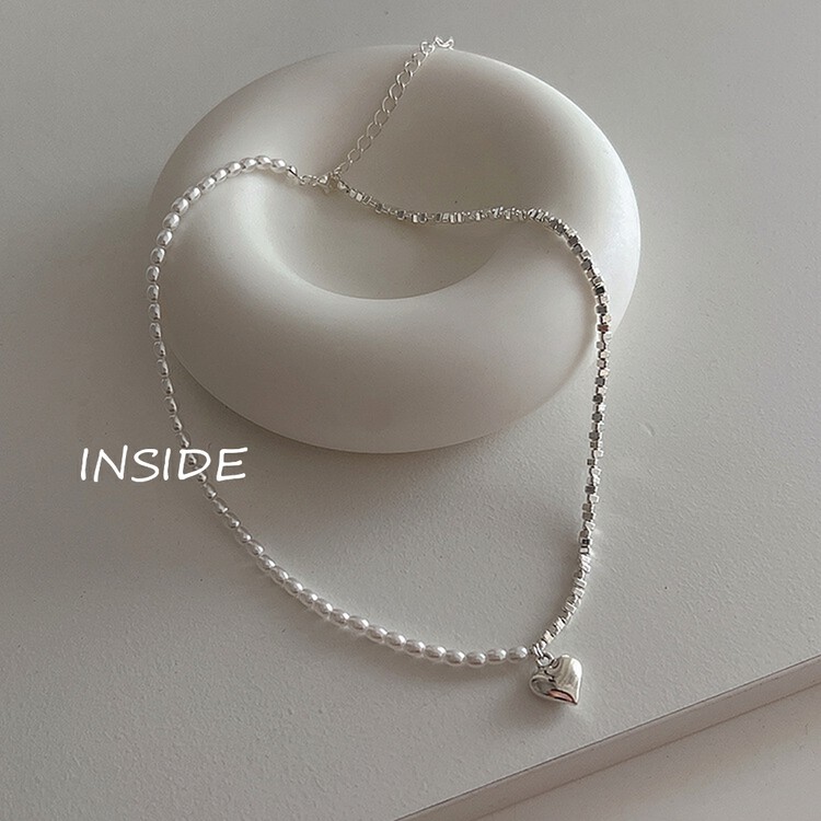 [INSIDE] Exquisite retro broken silver a few love pearls stitched short necklace (with box random distribution) X3468# ZXL