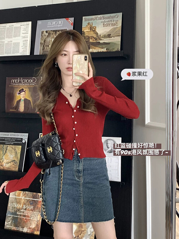 New in autumn!【KIKI STUDIO】Retro Twist Pearl Button Knit Sweater 6682# HJY