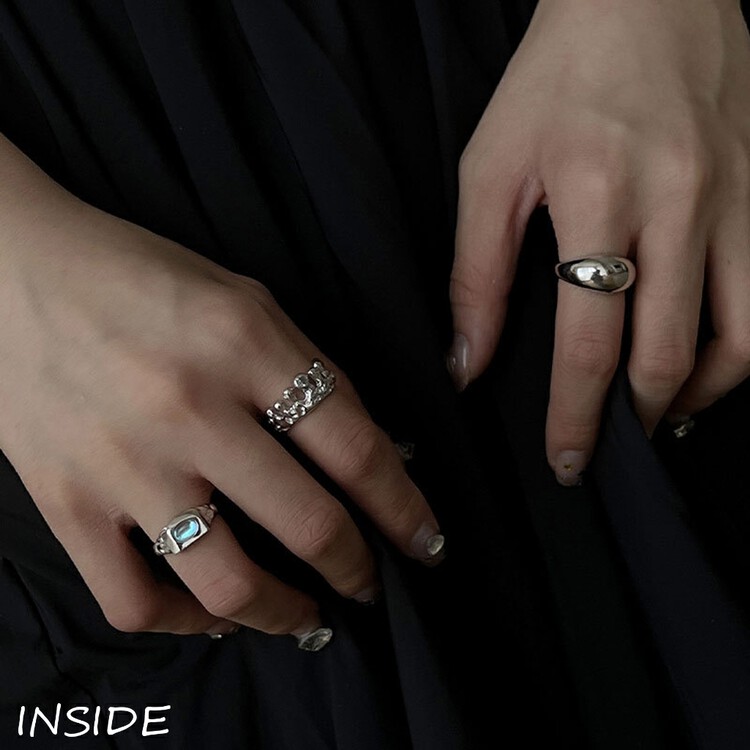 【INSIDE】Korean style cold and irregular texture design ring (with box random distribution) J3572# ZXL
