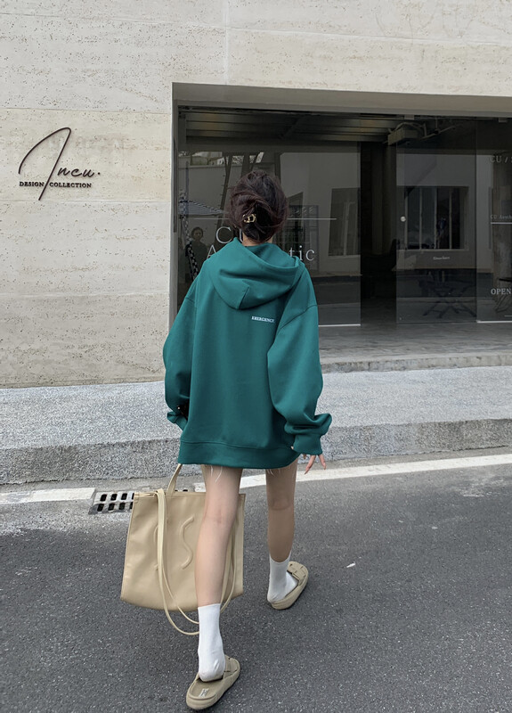 【11AN】Casual Unisex Letter Embroidered Hoodie A6976
