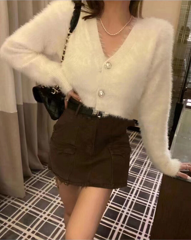 New in autumn! [MI] Korean version of the little woman's furry and comfortable knitted cardigan 1591# PCZ