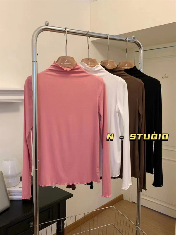 New in autumn! [N] Solid color pullover all-match bottoming shirt Q245# WTT