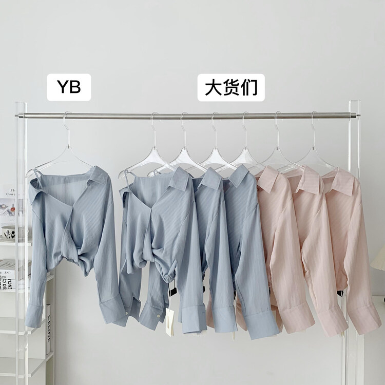 New in early autumn! [KAKAJIA] v-neck off-shoulder casual loose-fitting shirt (only selling shirts) 2395# OZQ
