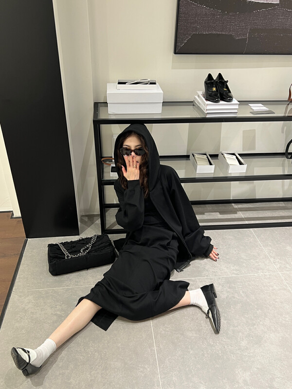 【FEI MAO】Hong Kong style Korean sweater hooded jacket zipper slit waist set Z-4584# CQW