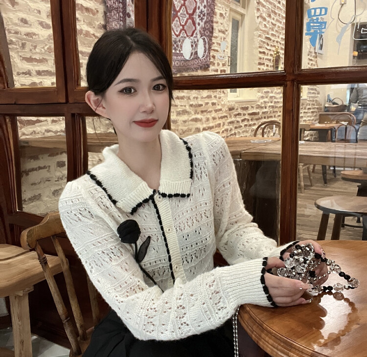 New in autumn! [FEIMAO (YIMAO)] Hollow-out design versatile long-sleeved warm sweater (non-removable accessories) YM-13778# LSL