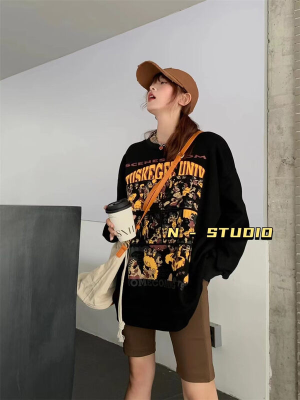 Autumn is new! [N] Front and rear letters printed long-sleeved sweater Q267# WTT