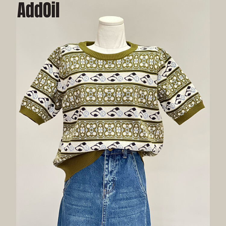 New in autumn! [ADDOIL] Retro jacquard all-match warm sweater YS1-017# ZXL