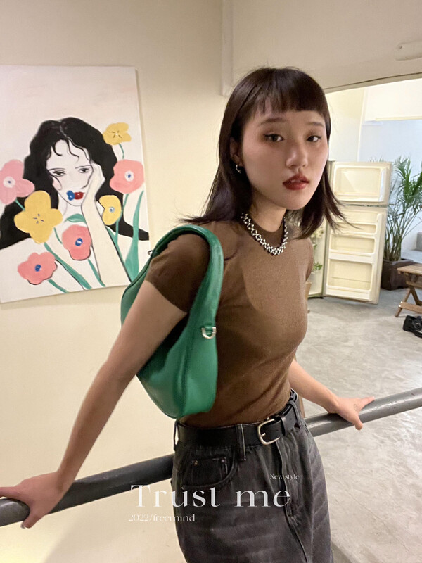 【TRUSTME】Simple retro generous stand-up collar knitted sweater knitted sweater 40063