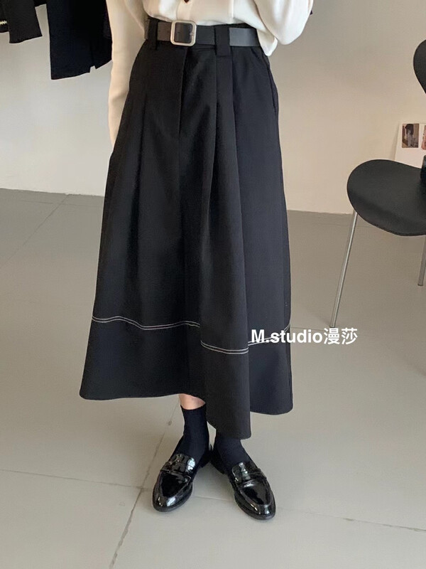 New in early autumn! [MSTUDIO Mansha] Japanese and Korean high-waisted A-swing skirt Y6900# HBX
