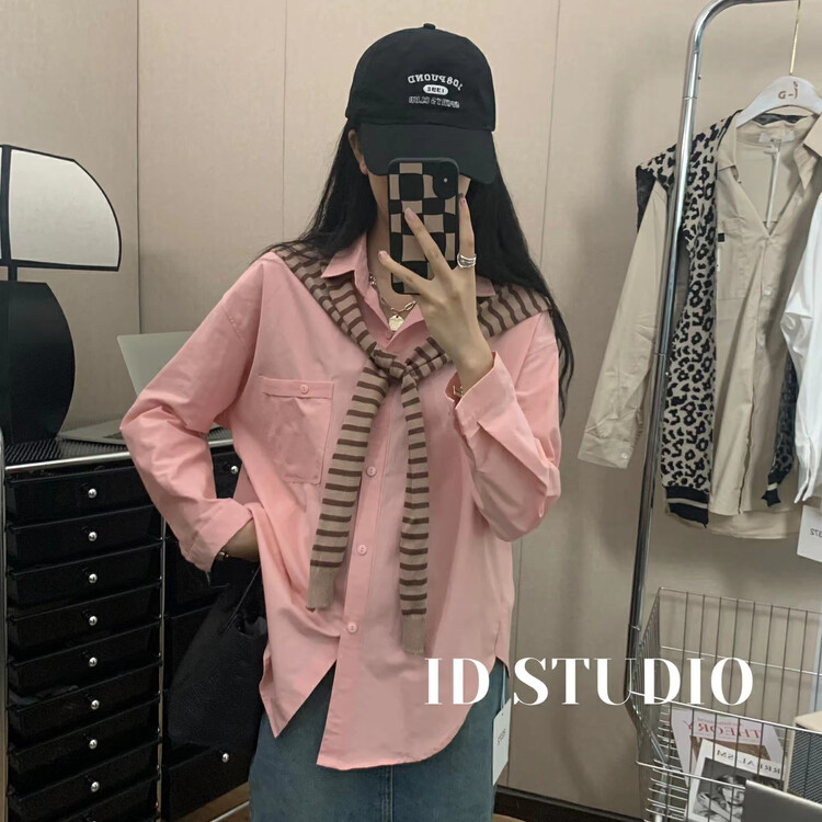 New in autumn! [I-D] Korean fashion all-match shirt (with shawl) YS8372# L