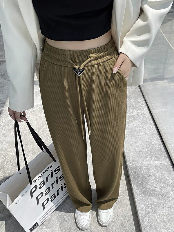 New in autumn! [KIKI STUDIO] Seasonal fine-grained drape comfortable straight-leg casual pants 6652# HJY