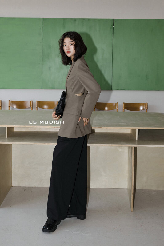 New in early autumn! [ES MODISH] Casual suit with open waist design (including 16% wool) JK1812# CQW