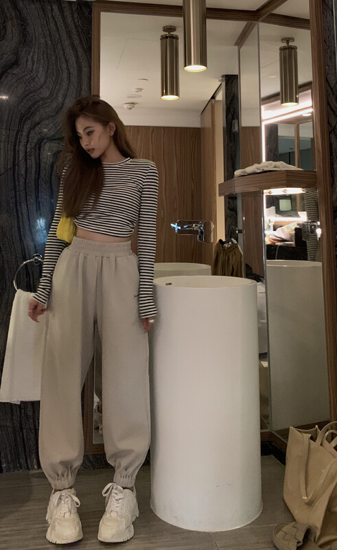 [11AN] Simple letter print loose wide-leg casual pants A9033