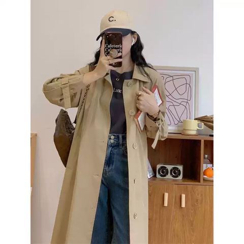  new temperament windbreaker coat women's spring and autumn coat small medium long windbreaker