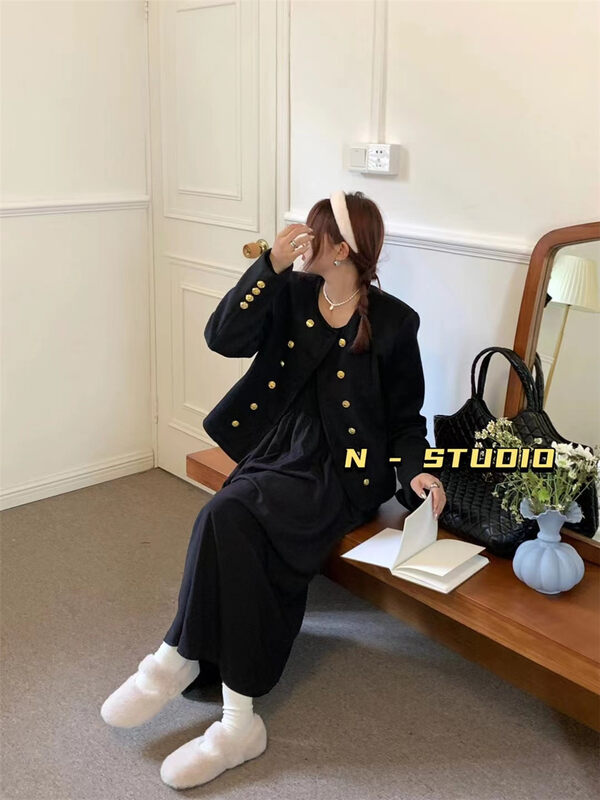 New in autumn!  【N】Woolen French style double-breasted short coat Q230# WTT