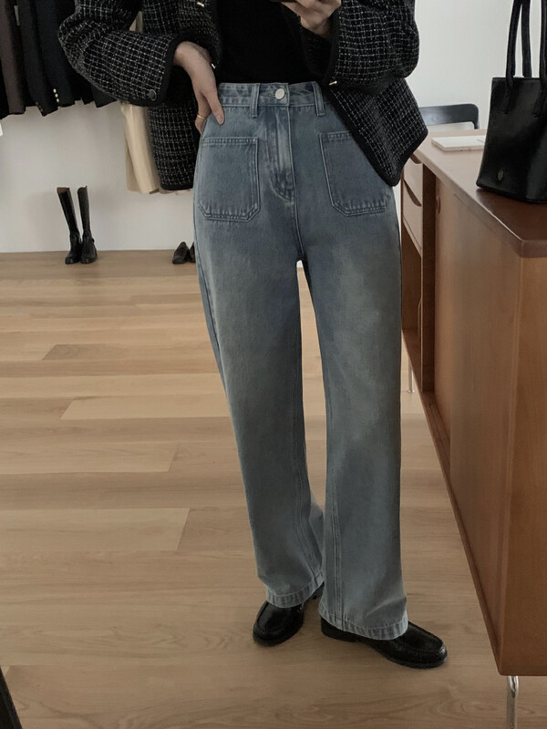 Autumn is new!【T.G】Korean version loose and thin straight all-match jeans 18095# CLS