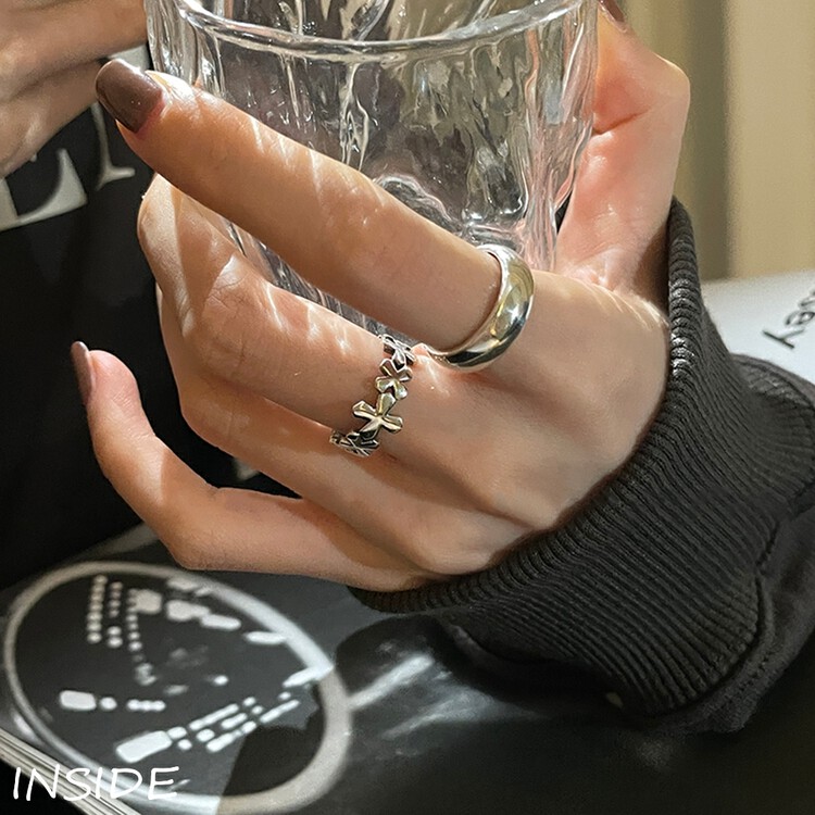 [INSIDE] Korean Exquisite Simple Small Cross Plain Ring (with Box Random) (Two Piece Set) J3507# ZXL