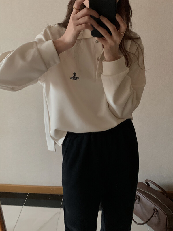 New in early autumn! [T.G] Fashion POLO collar casual all-match embroidered sweater 18230# CLS
