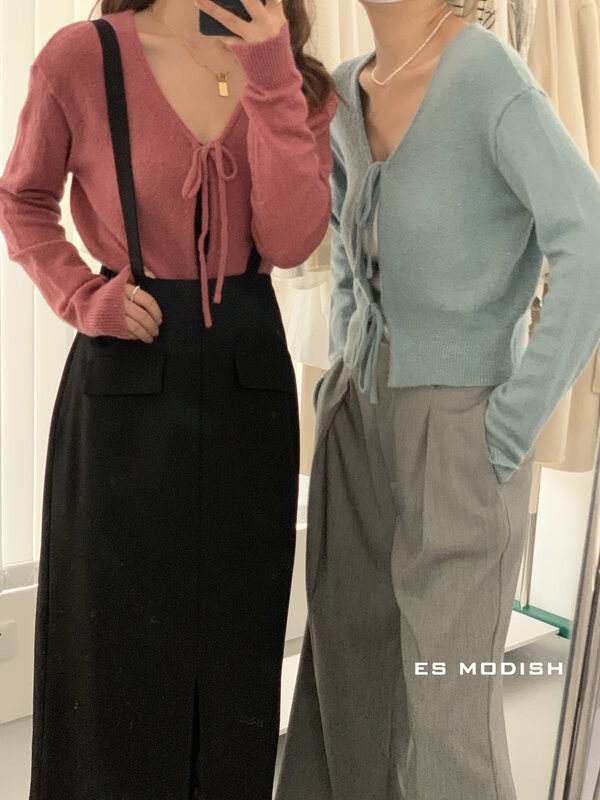 New in autumn!【ES MODISH】Korean style lace-up all-match warm sweater JK1892# CQW