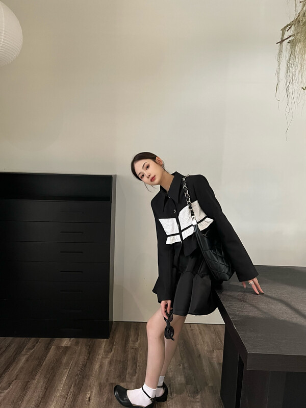 New autumn models! [FEIMAO (YIMAO)] Korean style contrast color versatile suit Z-8482# LSL