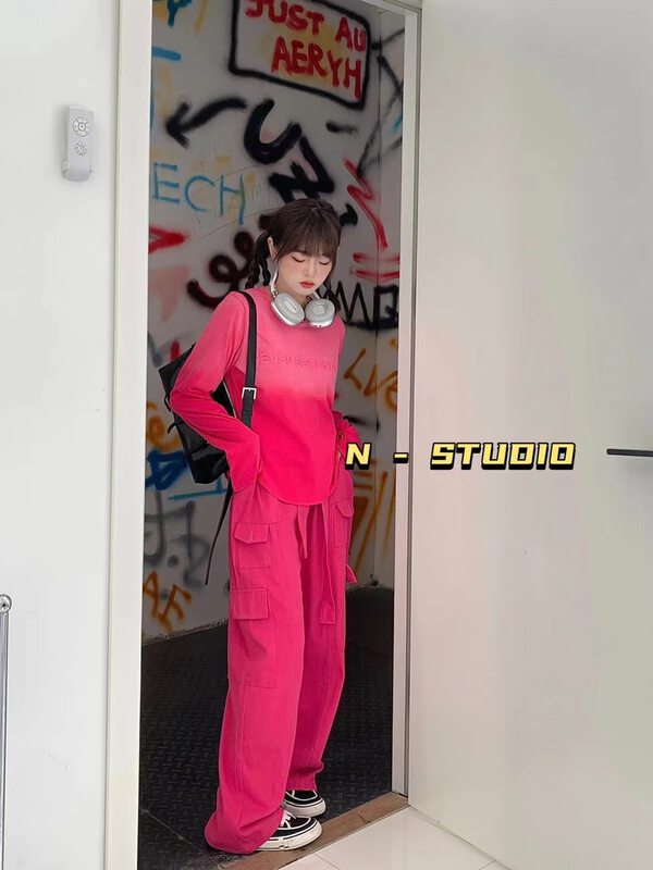 New in early autumn! [N] Korean slim pocket overalls casual pants Q023# WTT