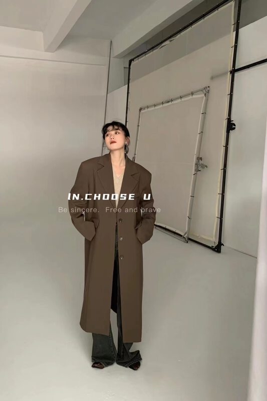 【IN.CHOOSE U】Korean style fashion shoulder pad long suit 66297# CQW