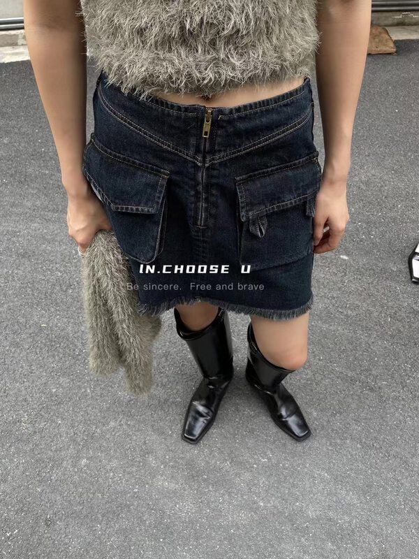 Autumn is new!【IN.CHOOSE U】Korean slim denim skirt 69389# CQW