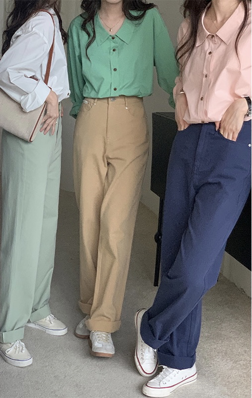 Autumn models are new! [Timely rain] Korean ins retro all-match design casual pants 21799# WPL