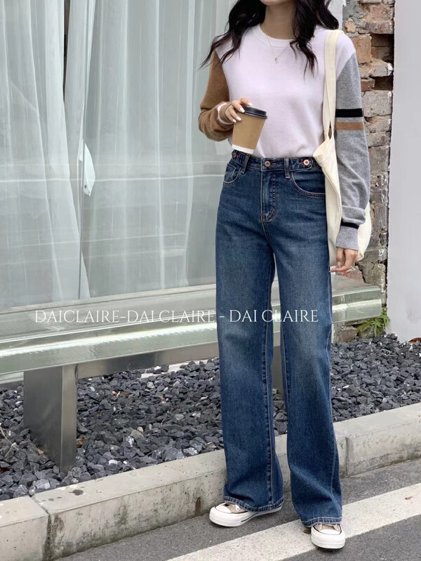 Autumn models are new! [Strictly selected by buyers - Dai Jiaer] High waist straight wide leg jeans 91136# CL