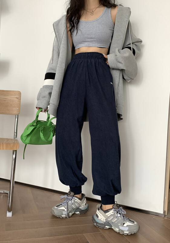 [11AN] Letter Printed Loose Casual Pants A9075