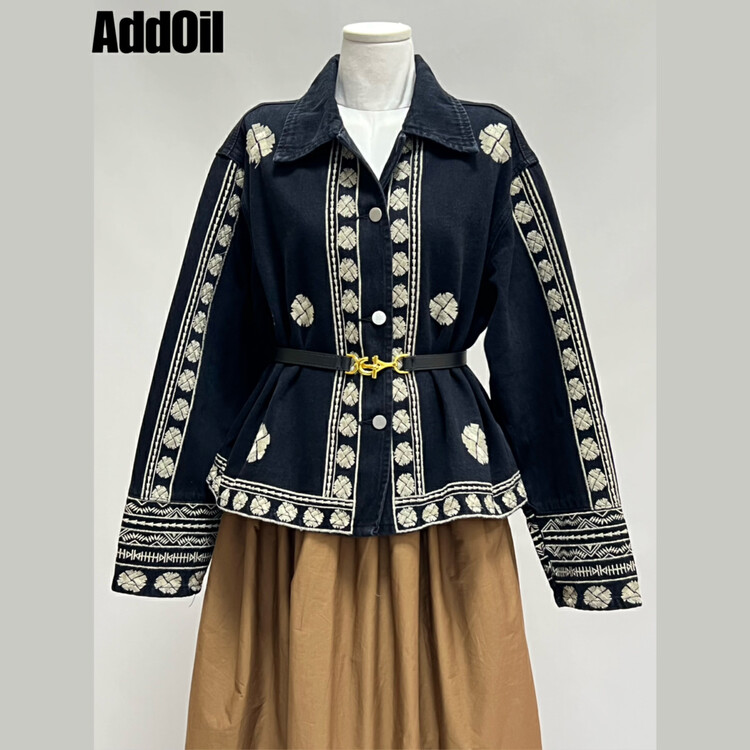 New in autumn! [ADDOIL] craft embroidery fashion denim jacket 8353# ZXL