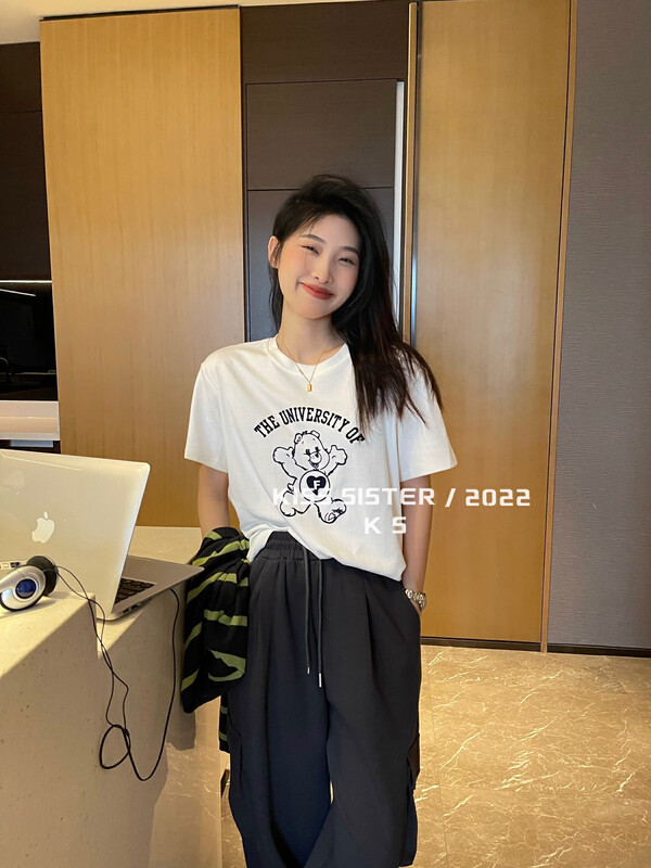 [KISS SISTER] Explosive Love Bear Short Sleeve T-Shirt 22Y9806