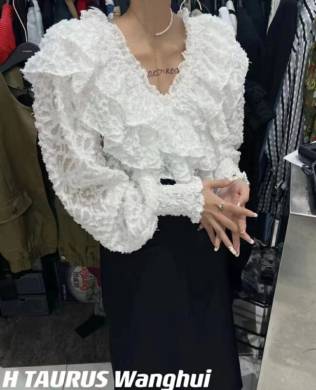New in early autumn! [MI] Korean version of the heavy industry ruffled shirt 1259# PCZ
