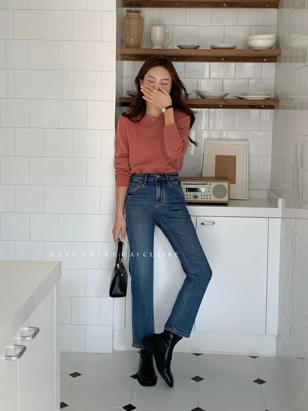 Autumn models are new! [Strictly selected by buyers-Dai Jiaer] High-waisted straight-leg slimming jeans 60055# CL
