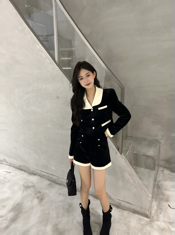[FEI MAO] Autumn New Short Contrast Color Suit Jacket Shorts Suit Z-8476