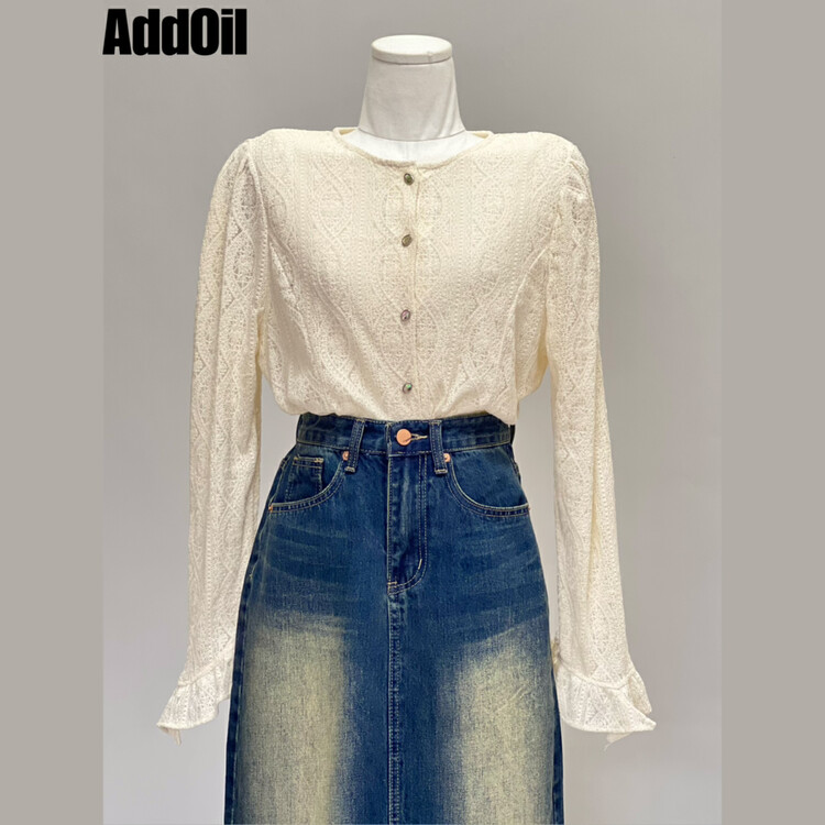 New in autumn! [ADDOIL] sweet and gentle lace lace shirt 156# ZXL