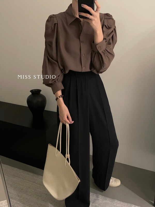 【MISS】Korean pleated puff sleeve shirt L6730