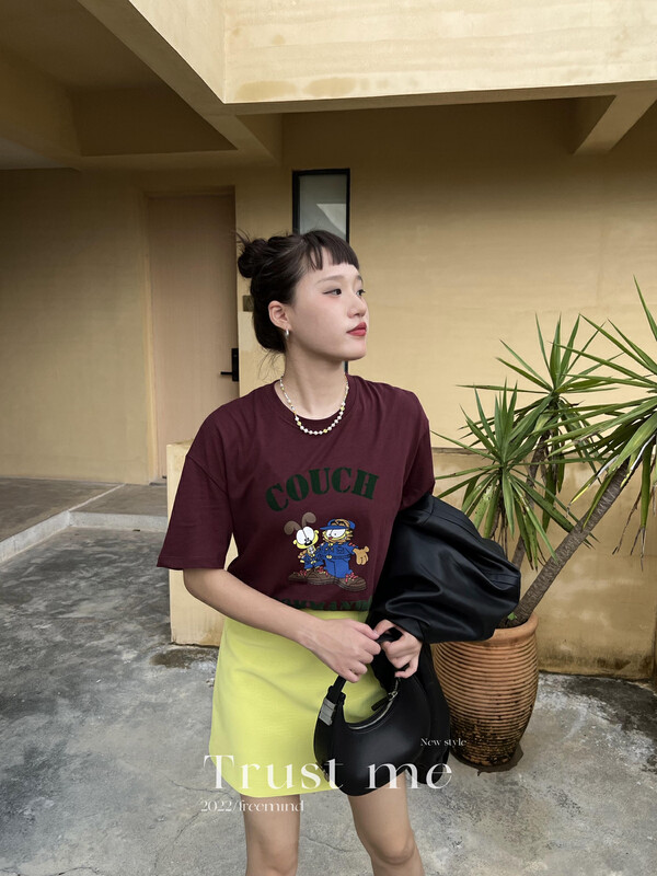 【TRUSTME】American retro cotton cartoon short-sleeved T-shirt 40064# JHY