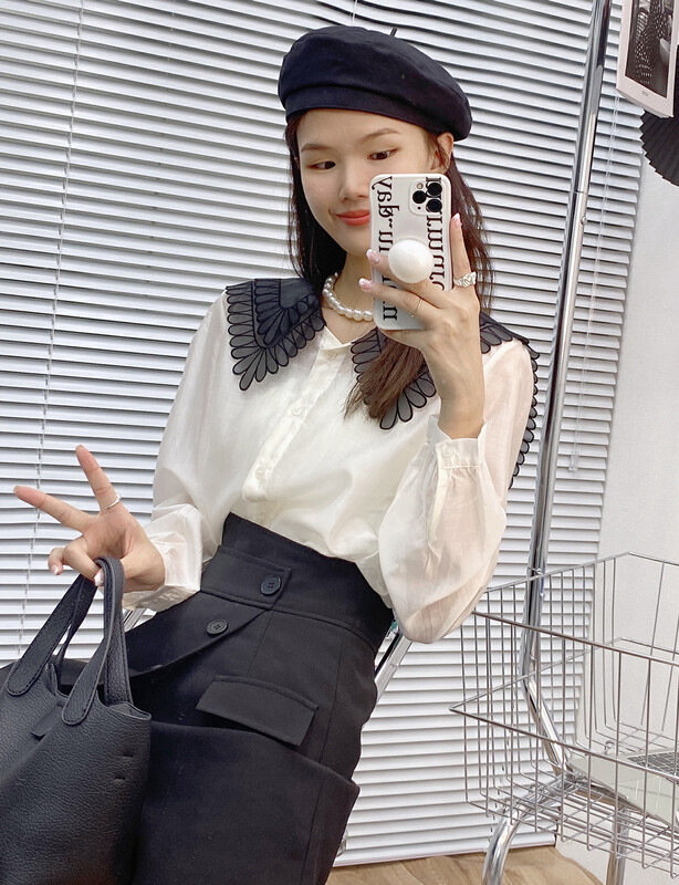 New in early autumn! [I-D] Korean version all-match color-blocking shirt YS5068# L