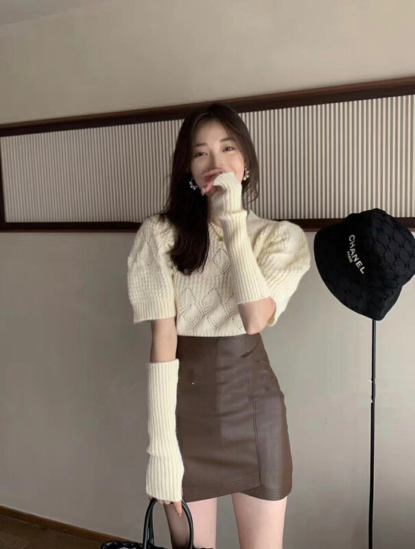 New in autumn! [MI] Korean style puff-sleeved short-sleeved warm sweater 1416# PCZ