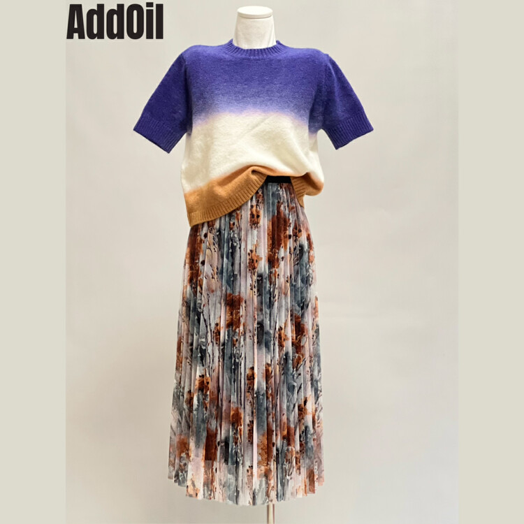 New in autumn! [ADDOIL] Fashionable dyed gradient short-sleeved warm sweater 5060# ZXL