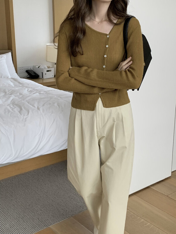 New in early autumn!【T.G】Slim single-breasted comfortable knitted cardigan 17768# CLS