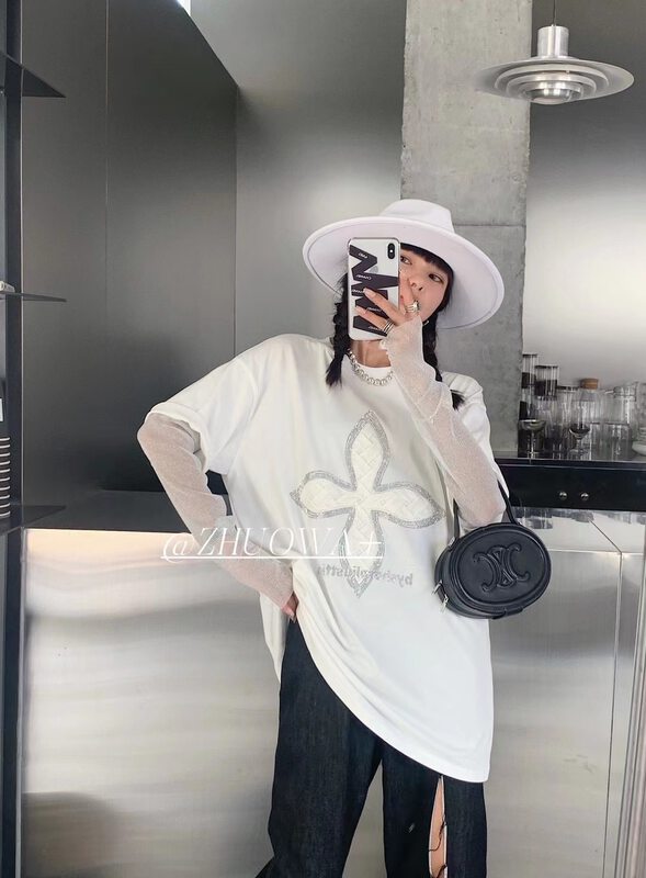 Autumn is new! [Strictly selected by buyers - Zhuowa] Trend pattern fake two loose long-sleeved T-shirts 2015# CL