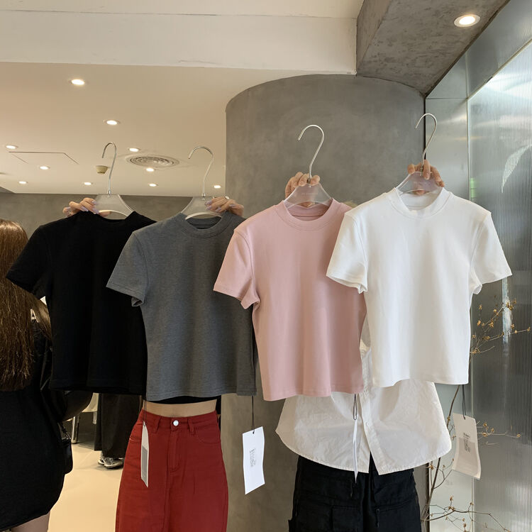 【IN.CHOOSE U】Basic all-match essential fashion short short-sleeved T-shirt 67309# CQW