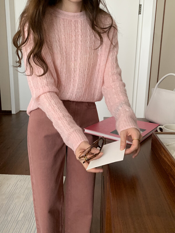 【T.G】High quality soft all-match gentle temperament sweater (23% super mohair 50% wool) 17708# CLS