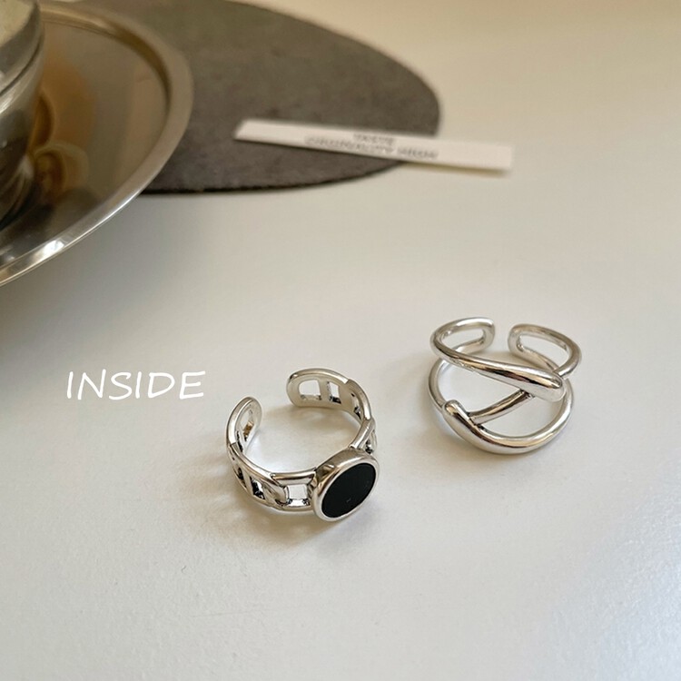 [INSIDE] Exquisite simple and fashionable black drip line stacking design ring (with box random distribution) J3557# ZXL