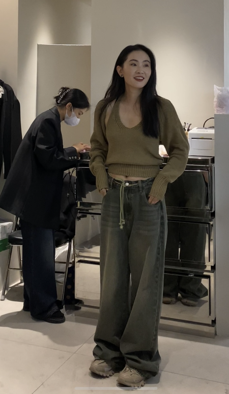 【IN.CHOOSE U】Retro nostalgic loose drawstring jeans 69388# CQW