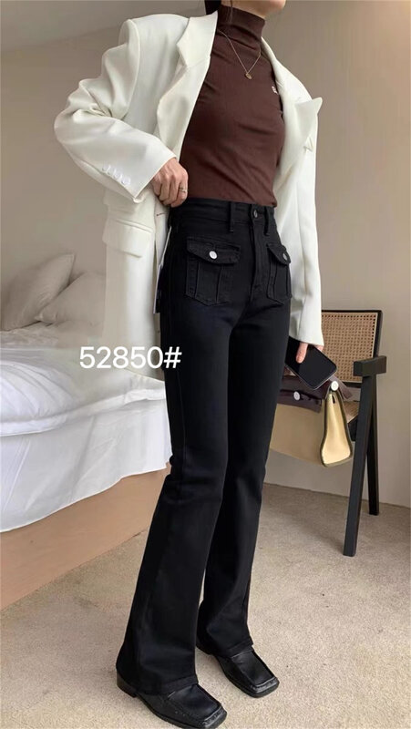 New in autumn! [OKD] Front pocket design elastic slim jeans 52850# GY