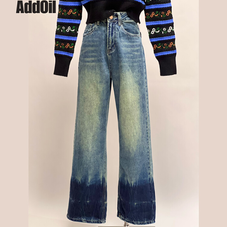 New in autumn! [ADDOIL] Retro fashion straight jeans 83238# ZXL